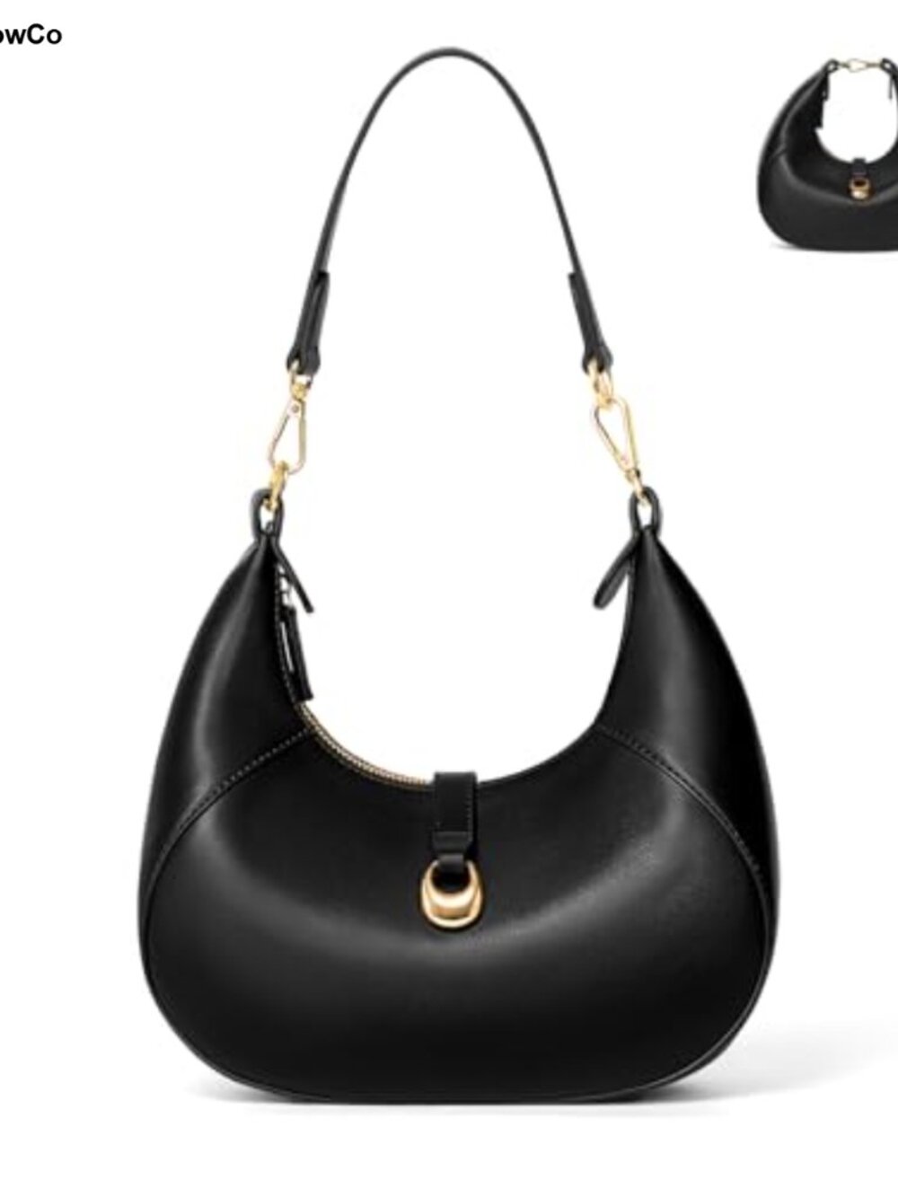 Crescent Shoulder Bag Soft Vegan Leather Trendy Hobo with Removable Strap